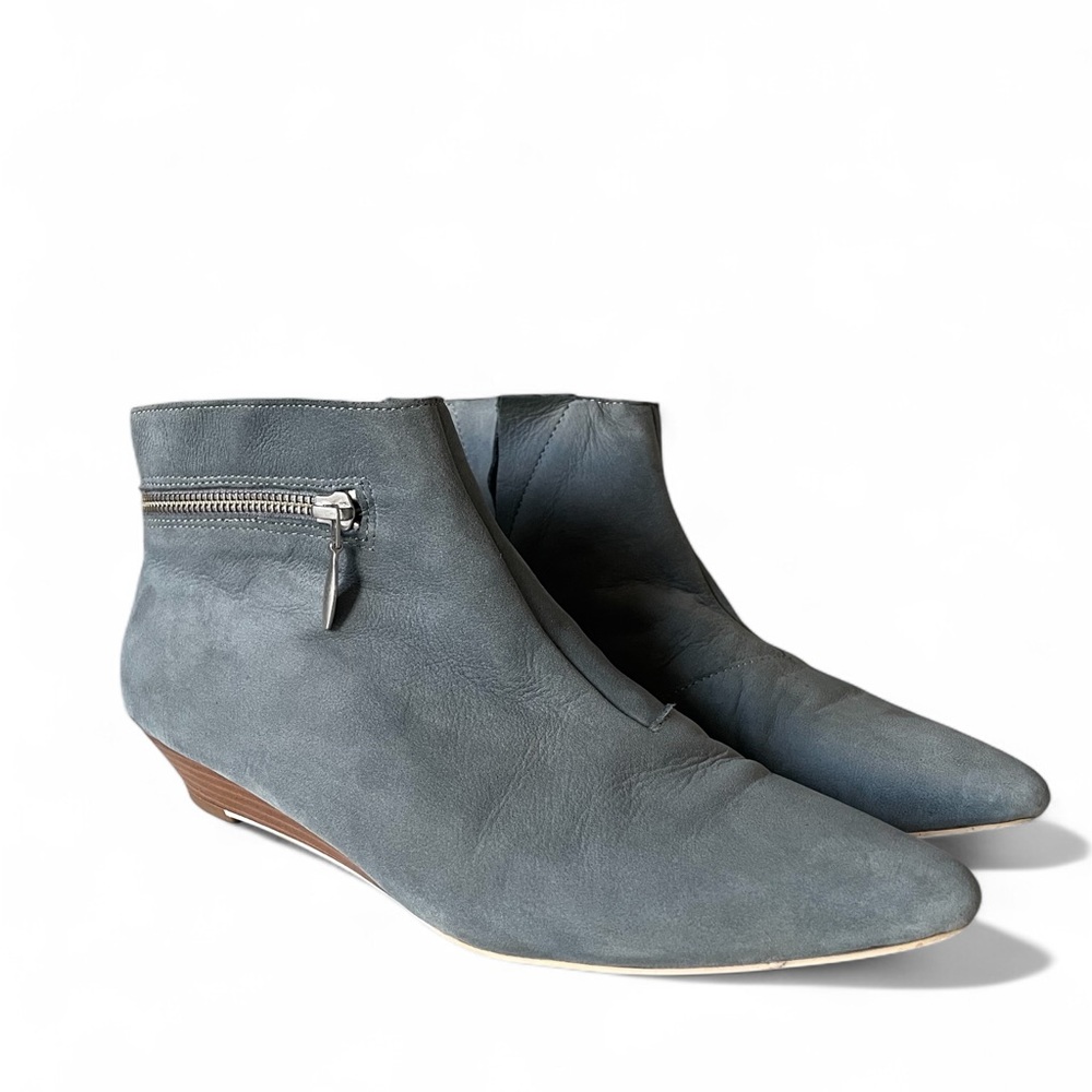 Pied Juste Anthropologie Blue Gray Ankle Boots with Zipper Detail Size 39 US 8